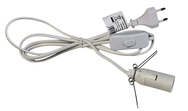 Lampenfassung E14 weiß mit 1,8 m Kabel und Schalter
