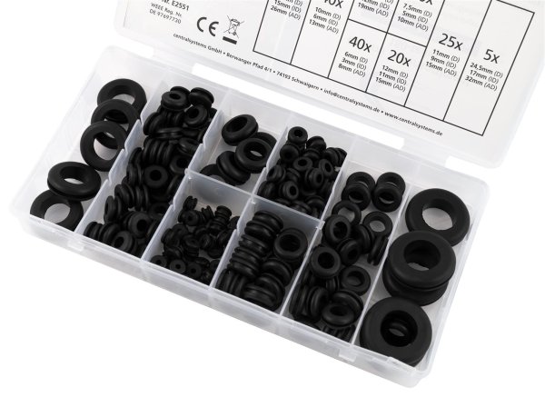 thumbnail image 2 of 180-Piece Rubber Grommet Assortment Kit – Cable Grommets, Wire Pass-Through – UK-Motors GmbH 2 of 6